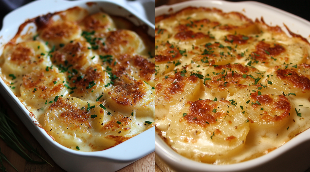 What is the difference between scalloped and gratin potatoes?