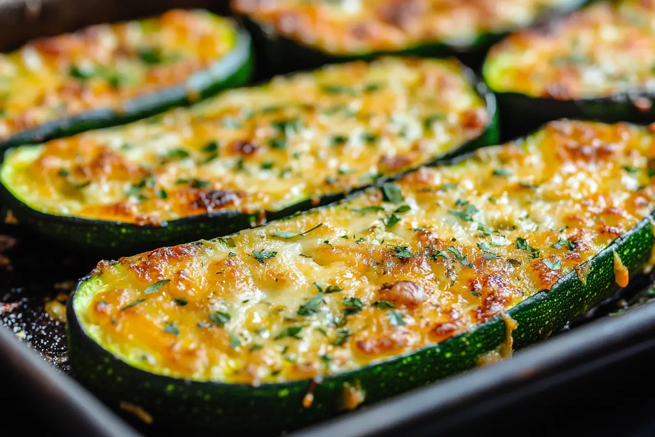 picture of cheesy garlic zucchini steaks