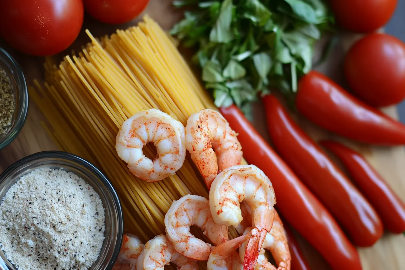 picture of Cajun shrimp pasta ingredients